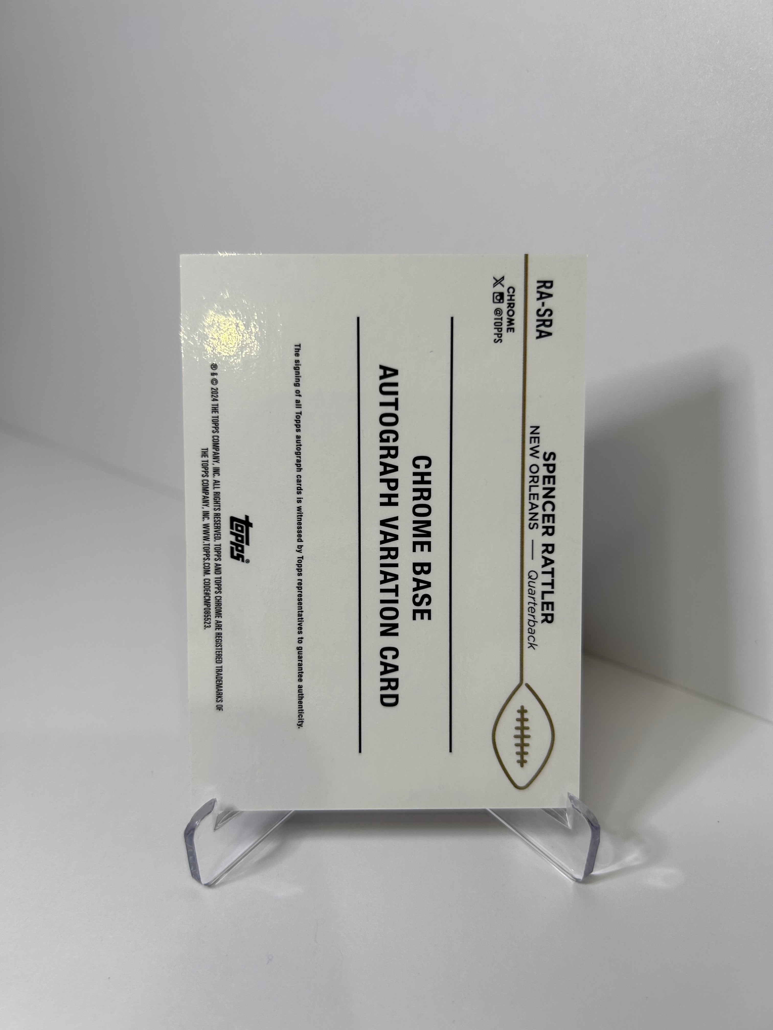 2024 Topps Chrome Spencer Rattler RC Auto Gold Refractor 18/50