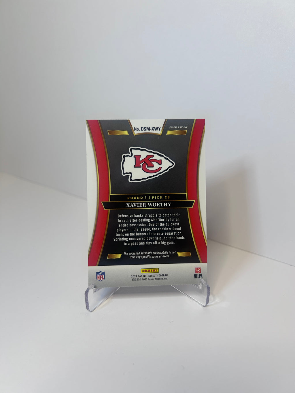 2024 Select, Xavier Worthy Draft Selections Red Prizm Color Match Patch RC