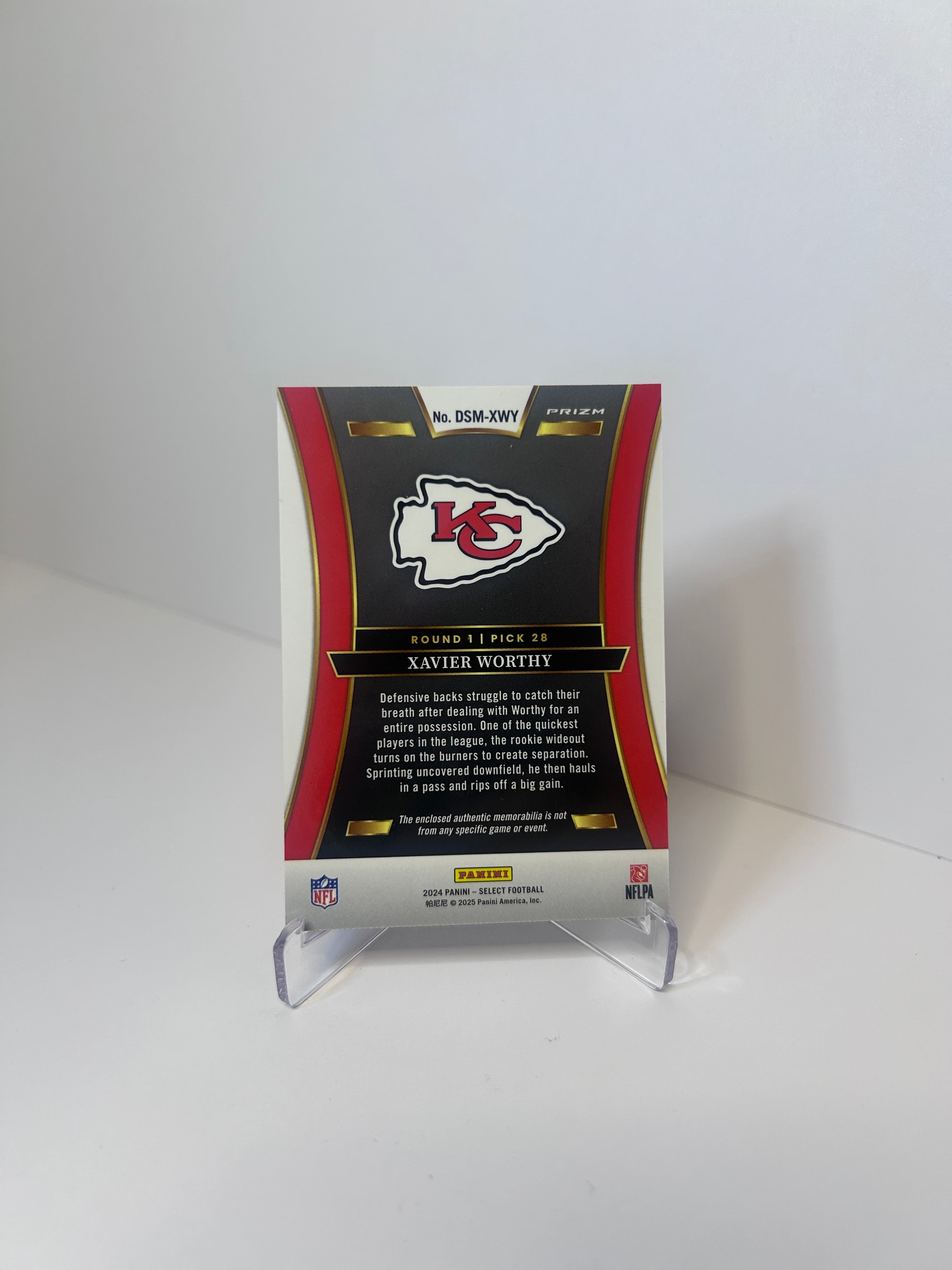 2024 Select, Xavier Worthy Draft Selections Red Prizm Color Match Patch RC